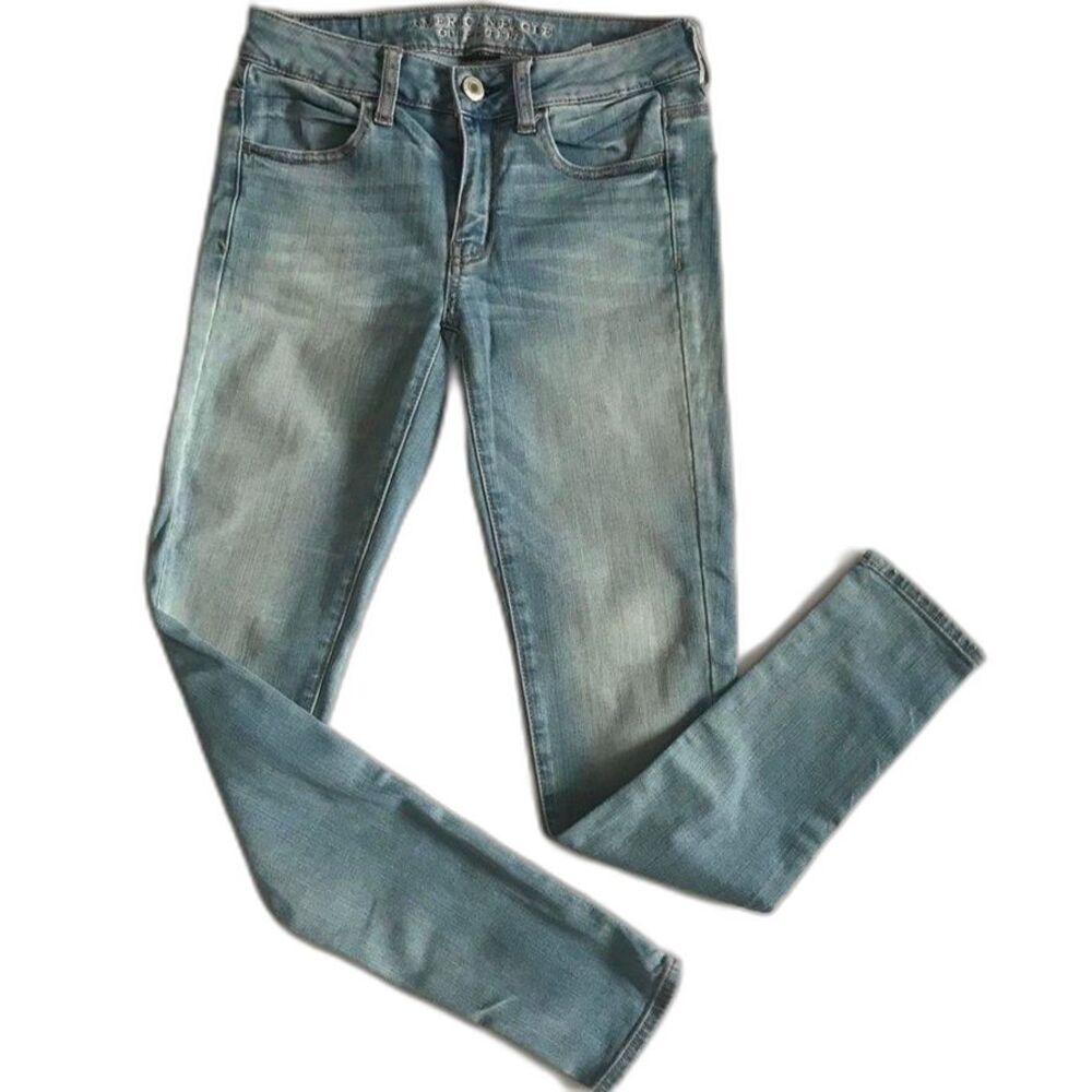 American Eagle Sz 2 2R Jegging Super Stretch Skinny Jeans Light Wash AE Like New